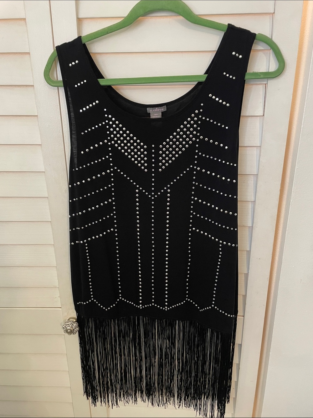 VTG 90’s Black Studded Fringe Top Size L